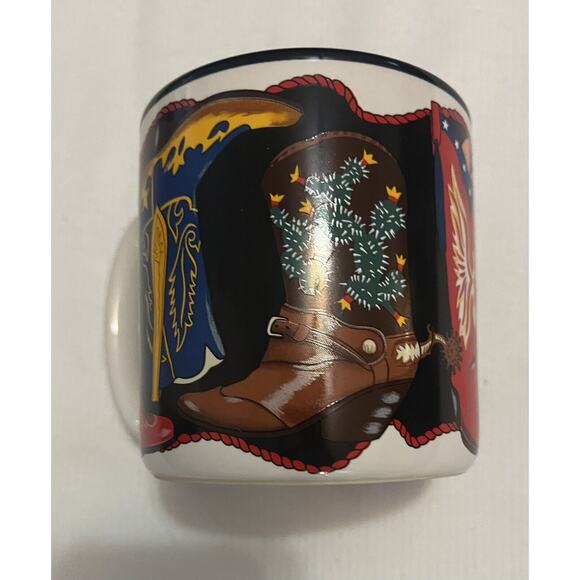 Vintage 1993 Potpourri Designs “Two Steppin” Western Cowboy Boots Coffee Mug - Picture 4 of 7